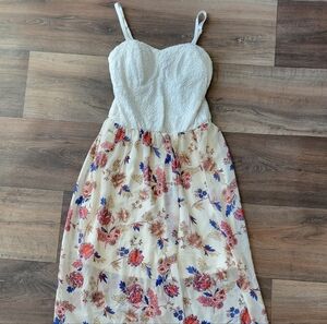 As U Wish Floral Maxi Skirt in Cream and Red